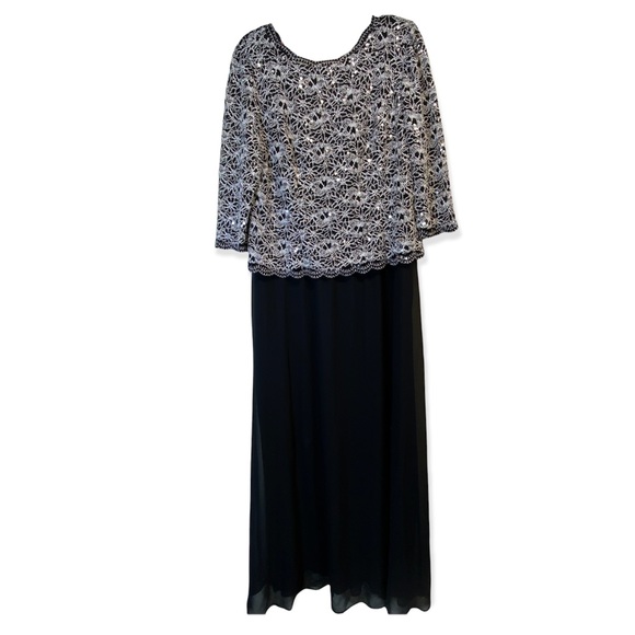 Alex Evenings  Black & White Lace & Chiffon Mock Gown Size 18 - Picture 5 of 15